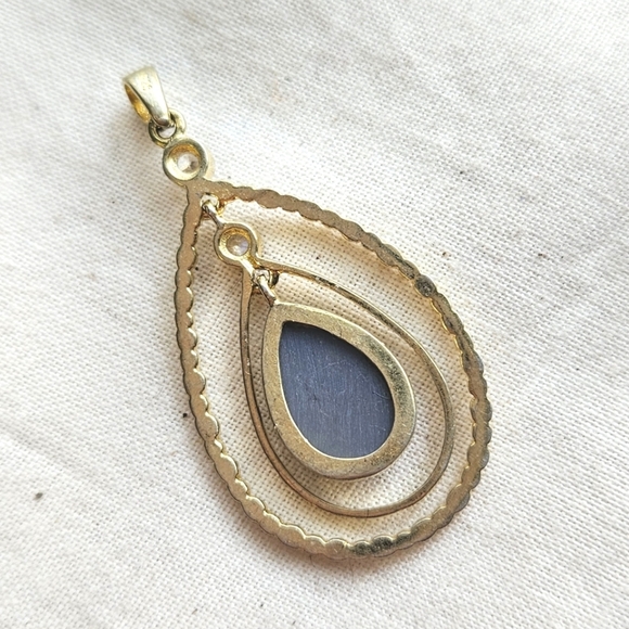 Gold over sterling CZ & druzy pendant - Picture 5 of 10